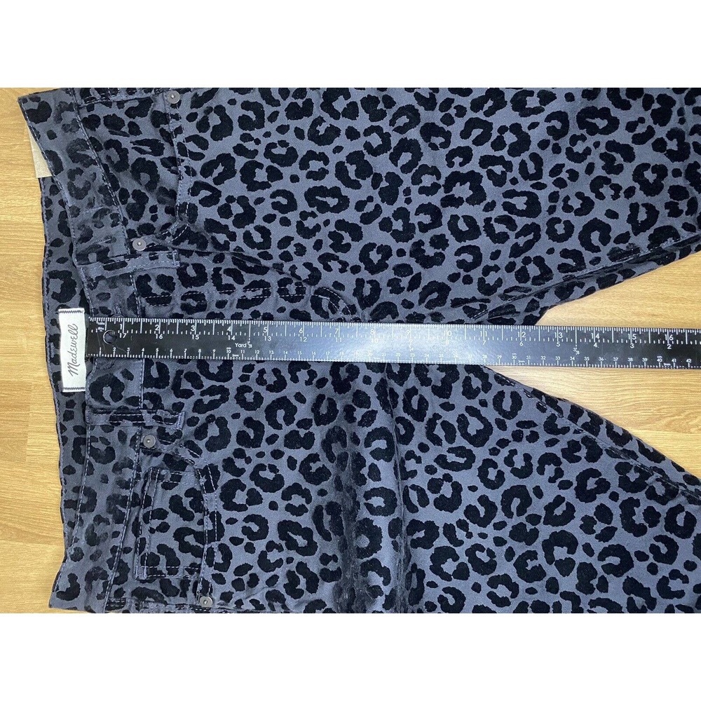 Madewell Jeans Womens 27 Black 9” Midrise Skinny Flocked Leopard Denim Animal - Picture 6 of 14